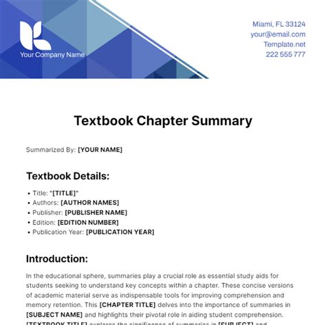 Full Download Textbook Chapter Summaries 