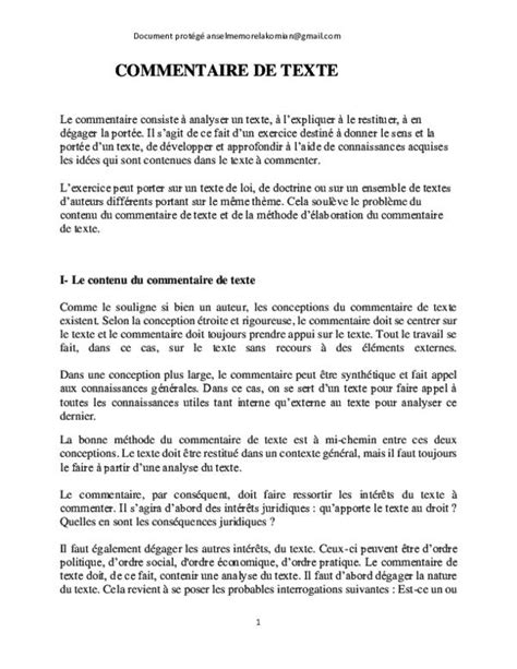 Texte De Commentaire