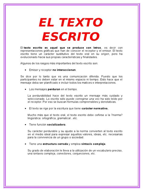 Texto Escrito Ejemplos