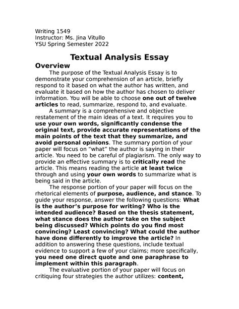 Full Download Textual Analysis Paper 