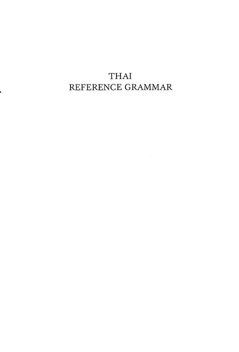 Full Download Thai Reference Grammar 