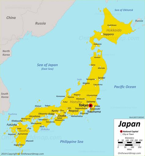 thailand and japan map