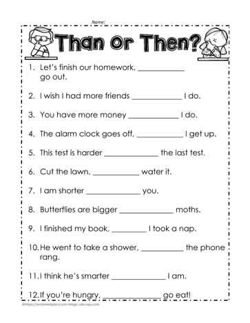 Than And Then Worksheet Free Download On Line Then Or Than Worksheet - Then Or Than Worksheet