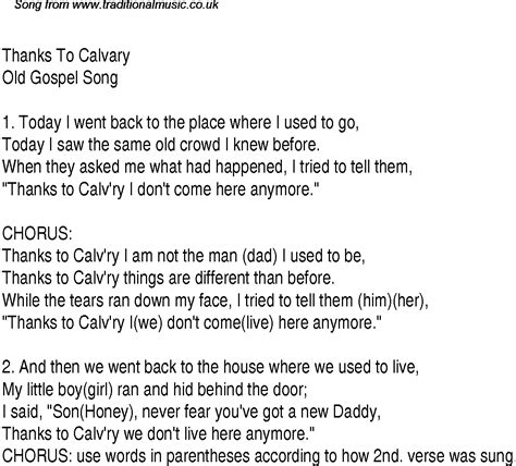 Read Online Thanks To Calvary Chords And Lyrics 