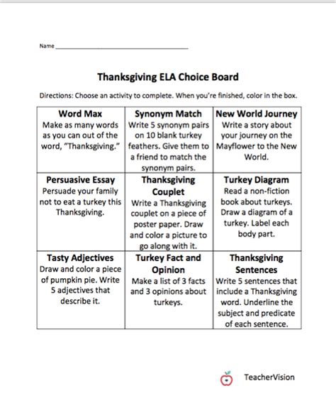 Thanksgiving Choice Boards Menu And Activities 3rd 5th Thanksgiving Activities 5th Grade - Thanksgiving Activities 5th Grade