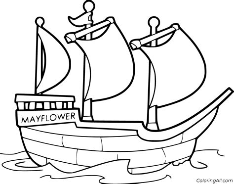 Thanksgiving Coloring Page And Mayflower Ship Craft Mayflower Ship Coloring Page - Mayflower Ship Coloring Page