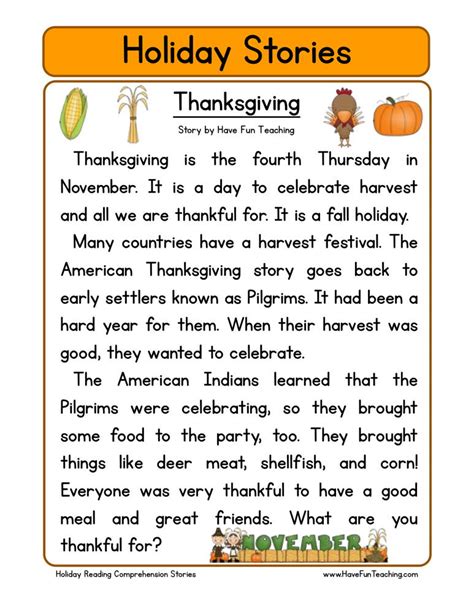 Thanksgiving Comprehension Worksheet For 3rd Grade Thanksgiving Worksheets For Third Grade - Thanksgiving Worksheets For Third Grade