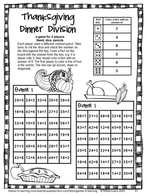 Thanksgiving Division   Thanksgiving Multiplication And Division Education Com - Thanksgiving Division