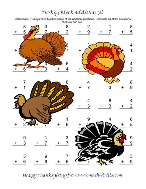 Thanksgiving Math Worksheets Math Drills Thanksgiving Addition Worksheets For First Grade - Thanksgiving Addition Worksheets For First Grade