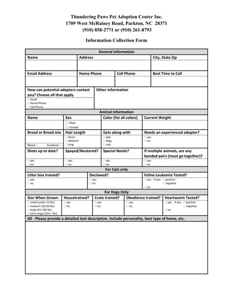 the General Information Collection Form
