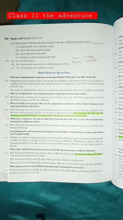 The Adventure Question Answer