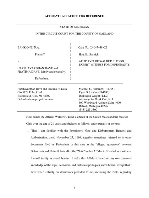 The Affidavit Of Walker Todd