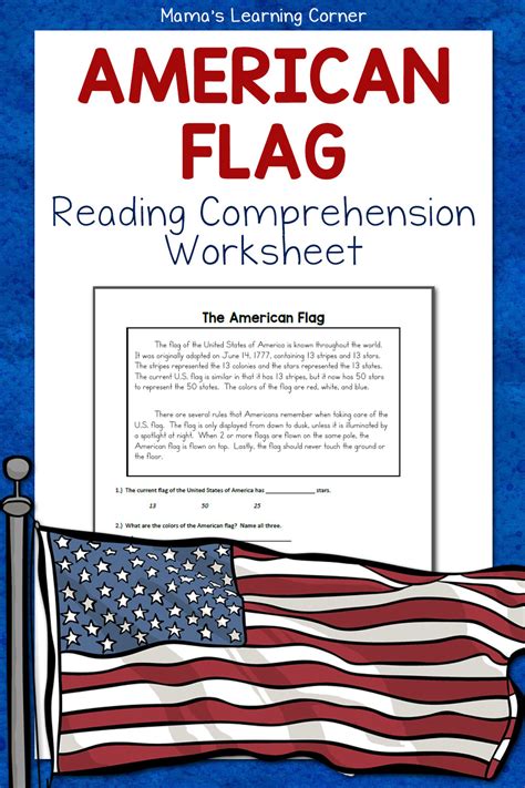 The American Flag Reading Comprehension Worksheet Mamas Kindergarten Worksheet  American Flag - Kindergarten Worksheet; American Flag