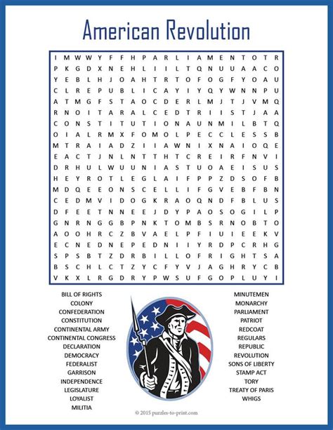 The American Revolution War Word Search W Answer American Revolution Word Search Answer Key - American Revolution Word Search Answer Key