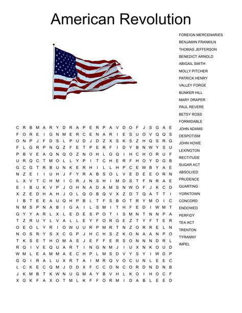 The American Revolution Word Search Wordmint American Revolution Word Search Answer Key - American Revolution Word Search Answer Key