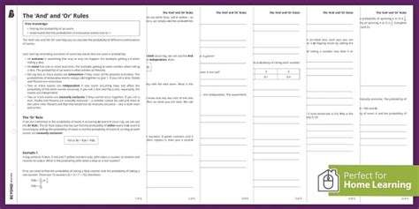 The And And Or Rules Walkthrough Worksheet Twinkl And Or Probability Worksheet - And Or Probability Worksheet