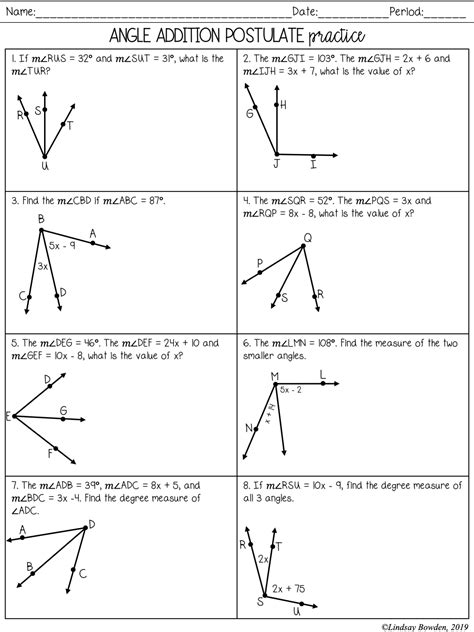 The Angle Addition Postulate Worksheet Answers   Segment And Angle Addition Postulate Practice Worksheet - The Angle Addition Postulate Worksheet Answers
