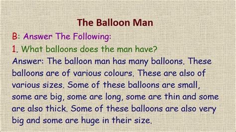 The Balloon Man Question Answer