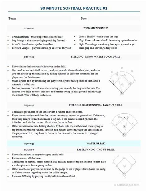 the baseball practice manual is shown in this file, with instructions