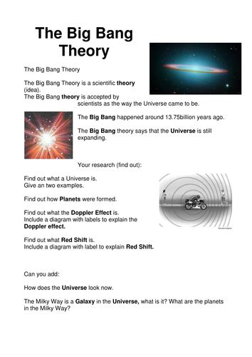 The Big Bang Theory Teaching Resources The Big Bang Worksheet - The Big Bang Worksheet
