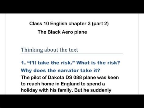 The Black Aeroplane Question Answer