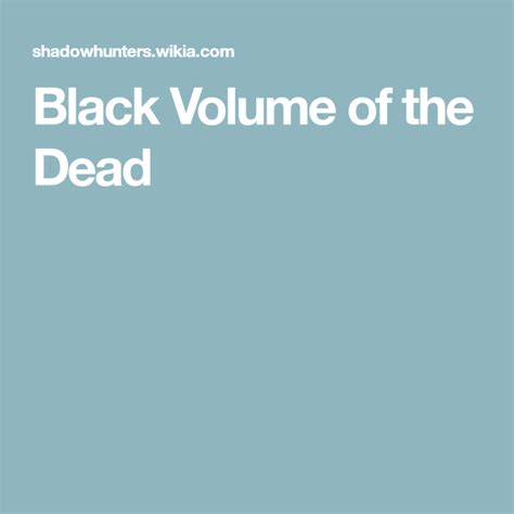 the black volume of the dead book release date