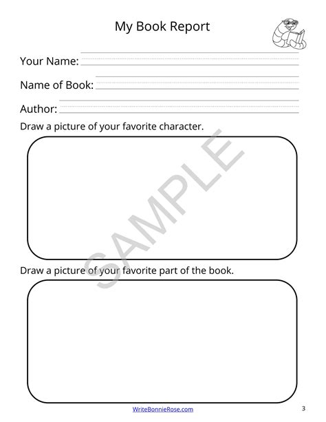 the book report form is shown in this format for students to write