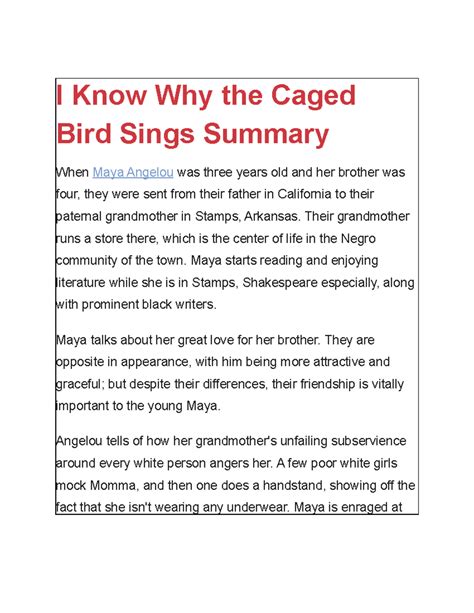 The Caged Bird Summary