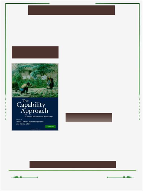 The Capability Approach Concepts Measures And Applications
