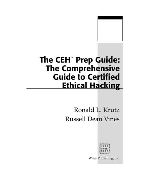 The Ceh Prep Guide The Comprehensive Guide To Certified Ethical Hacking Harcdr Edition By Krutz Ronald L Vines Russell Dean 2007