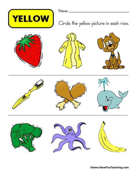The Color Yellow Worksheets 99worksheets Yellow Worksheets For Preschool - Yellow Worksheets For Preschool