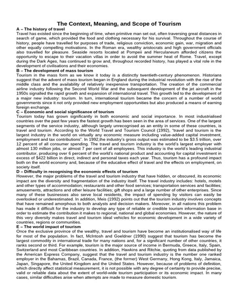 The Context Meaning And Scope Of Tourism