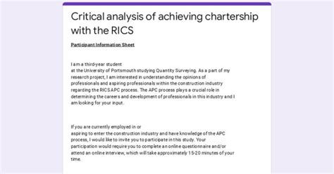 The Critical Analysis Rics