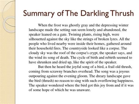 The Darkling Thrush Summary