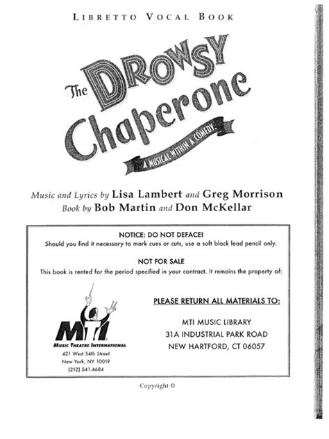 The Drowsy Chaperone Script