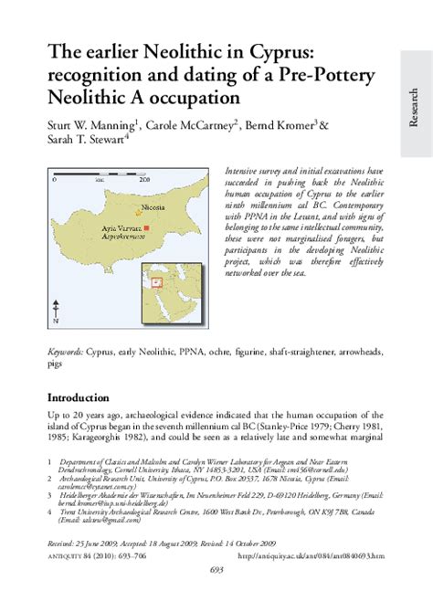 the earlier neolithic in cyprus: recognition and dating of a pre-pottery neolithic a occupation