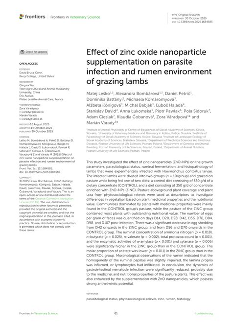 The Effect Of Zinc Oxide Nano And Microparticles And Zinc