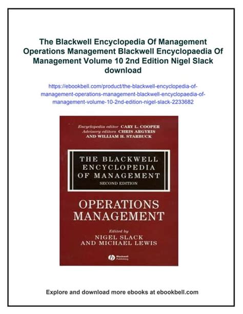 The Encyclopedia Of Operations Management A Field Manual And Glossary Of Operations Management Terms And Concepts Ft Press Operations Management