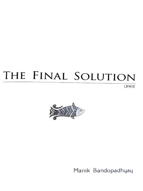The Final Solution By Manik Bandopadhyay