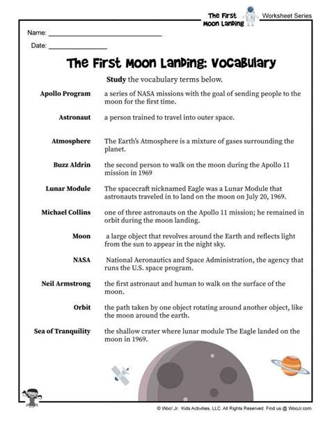 The First Moon Landing Lesson Plan Amp Activities 1st Grade Moon Facts Worksheet - 1st Grade Moon Facts Worksheet