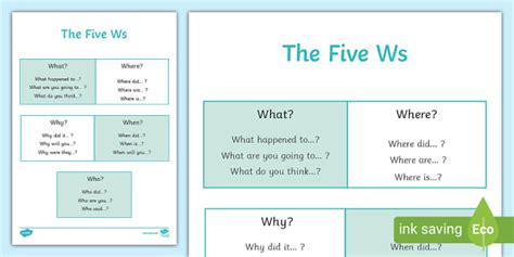 The Five Ws Prompt Sheet Teacher Made Twinkl The 5 W S Worksheet - The 5 W's Worksheet
