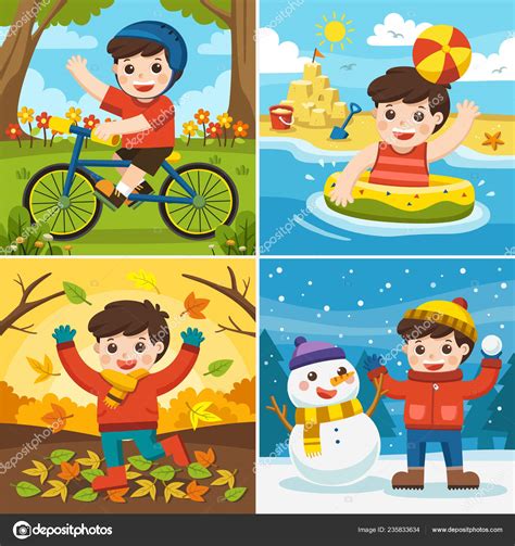The Four Seasons For Kids Stock Illustrations Seasons Pictures For Kids - Seasons Pictures For Kids