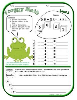 The Froggie Math Game Worksheet Education Com Froggy Math - Froggy Math