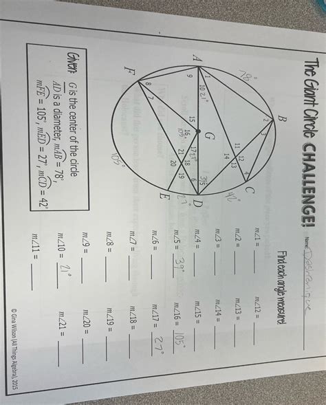 The Giant Circle Challenge Answer Key