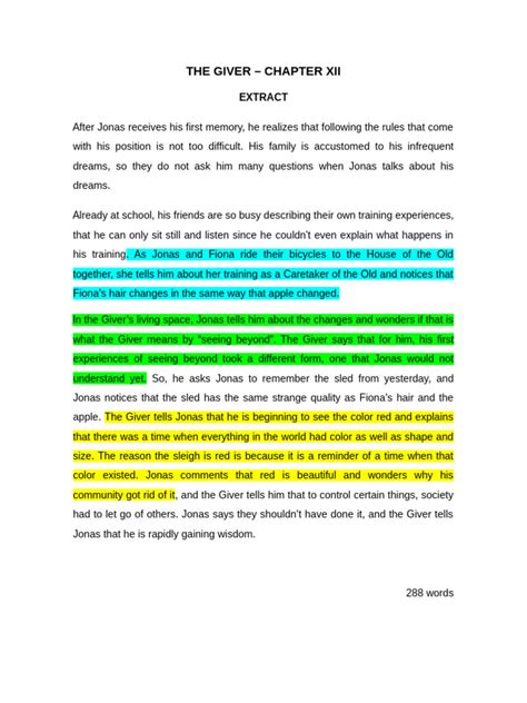 The Giver Chapter 12 Summary