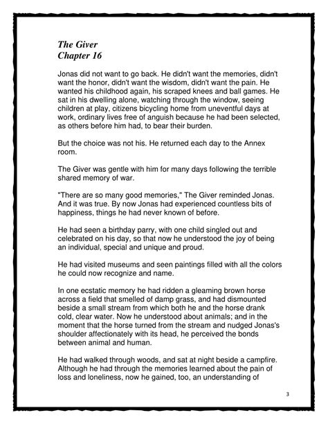 The Giver Chapter 15 Summary