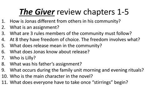 The Giver Chapter 5 Summary