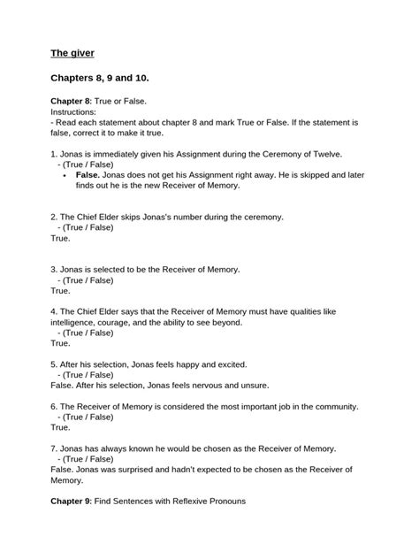 The Giver Chapter 8 Summary