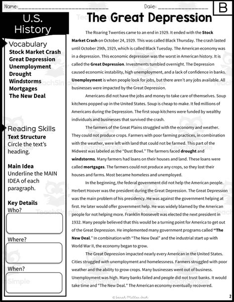 The Great Depression Reading Activity Packet Ss5h3a The Great Depression Worksheet Answer Key - The Great Depression Worksheet Answer Key