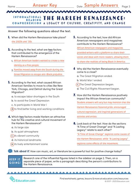The Harlem Renaissance Answer Key